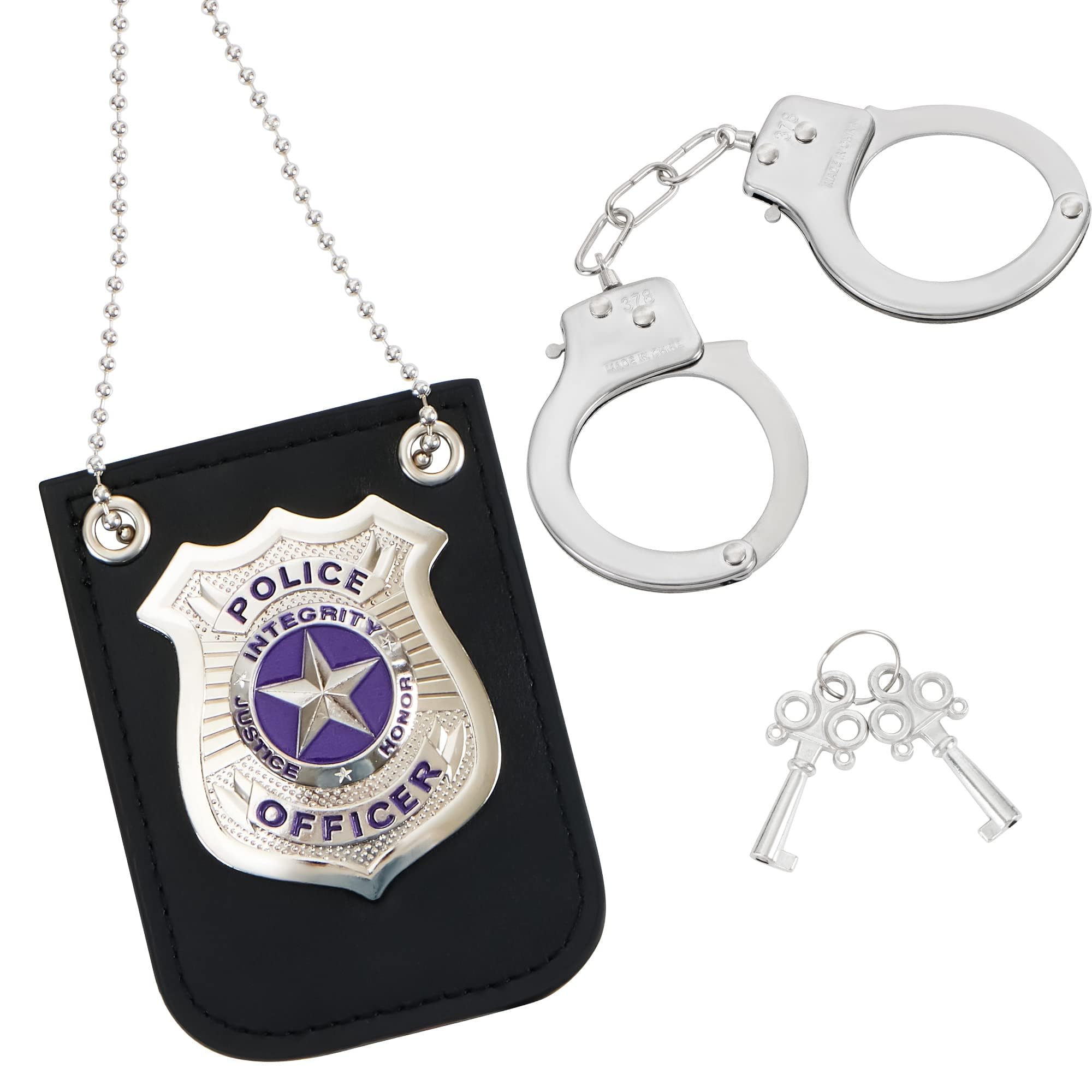 Spooktacular Creations Kids Police Pretend Play Toy Set, Police Costume Accessories with Swat Badge, Kids Handcuff and Keys for Detective Dress Up, Role Play, Stocking, Birthday Party Favor Supplies