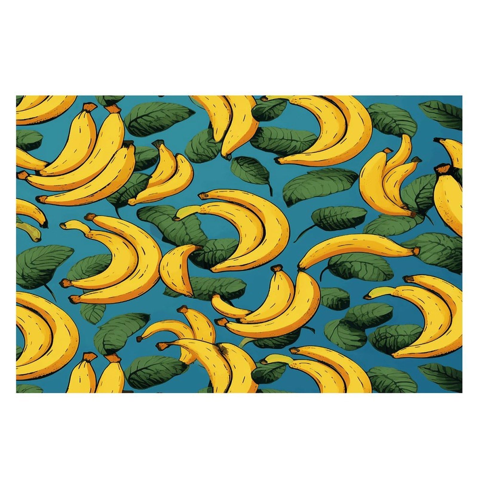 Yellow Banana Placemats Wipeable Heat Resistant Table Mats Washable Flax Place Mats Elegant Cloth Non-Slip Placemat for Kitchen Dinning Party Table Decor 12 * 18 in