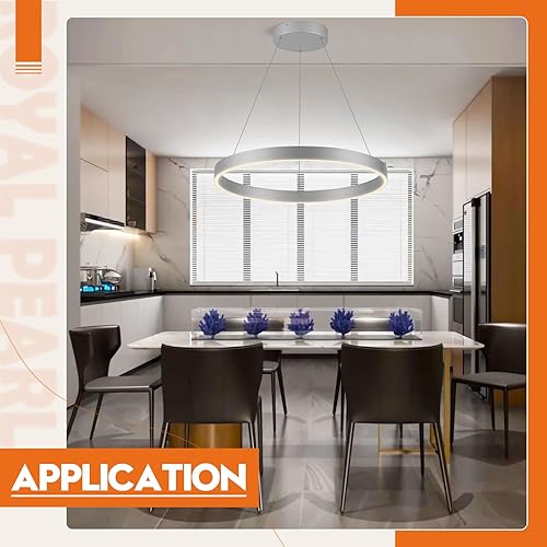 Miniatura 9 de ROYAL PEARL Moderno vestíbulo colgante luz regulable LED lámpara colgante ajustable colgante iluminación plata 76 W para sala de estar comedor