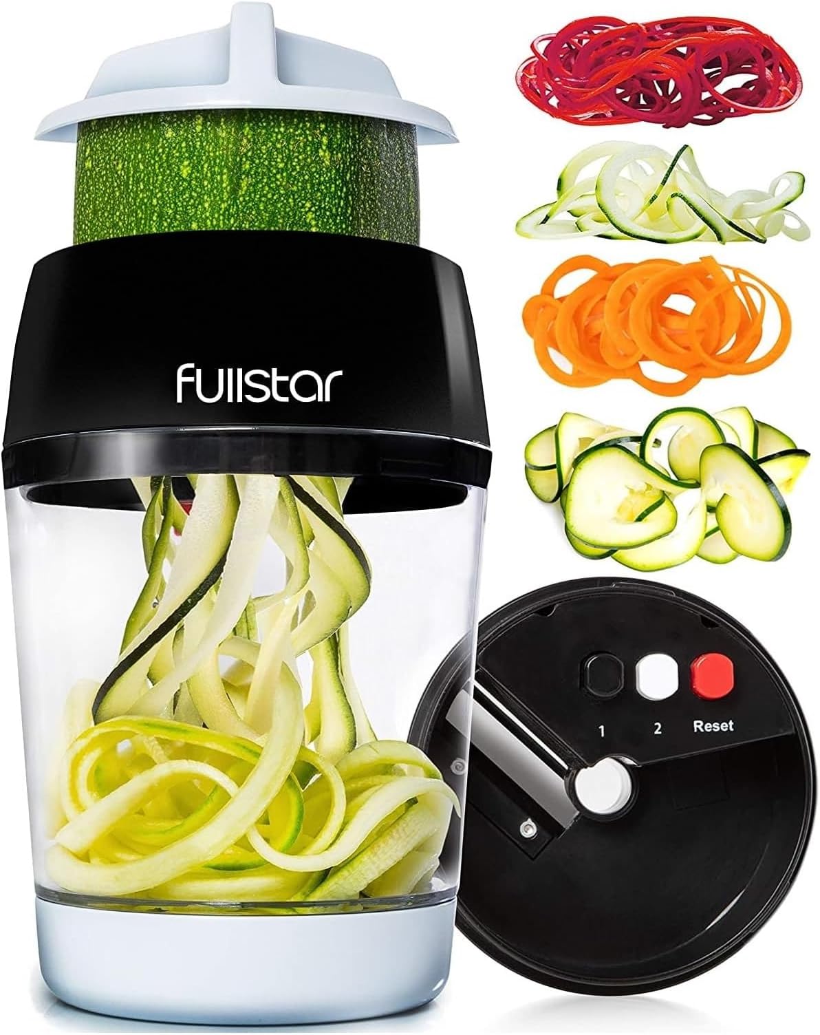 Vegetable Spiralizer and Slicer - Zucchini Spiralizer Noodle Maker with Sharp Stainless Steel Blades, Spiralizer for Veggie Noodles, Cucumber Veggie Vegetable Zoodler, Kitchen Gadget (4 in 1)