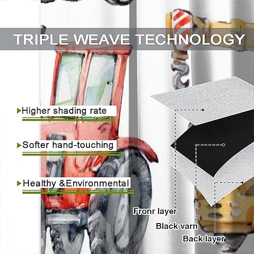 Miniatura 7 de Cortinas opacas para excavadora para niños, tractor de camión retro, maquinaria, construcción, grúa, excavadora, mezclador de ventanas para sala de