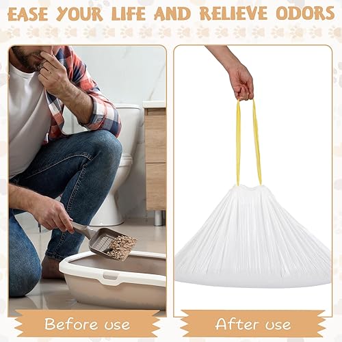 Miniatura 4 de Paterr Bolsas de arena para gatos con cordón para cajones de desechos, bolsas de arena para gatos de 9 a 11 galones, bolsas de repuesto para bandeja