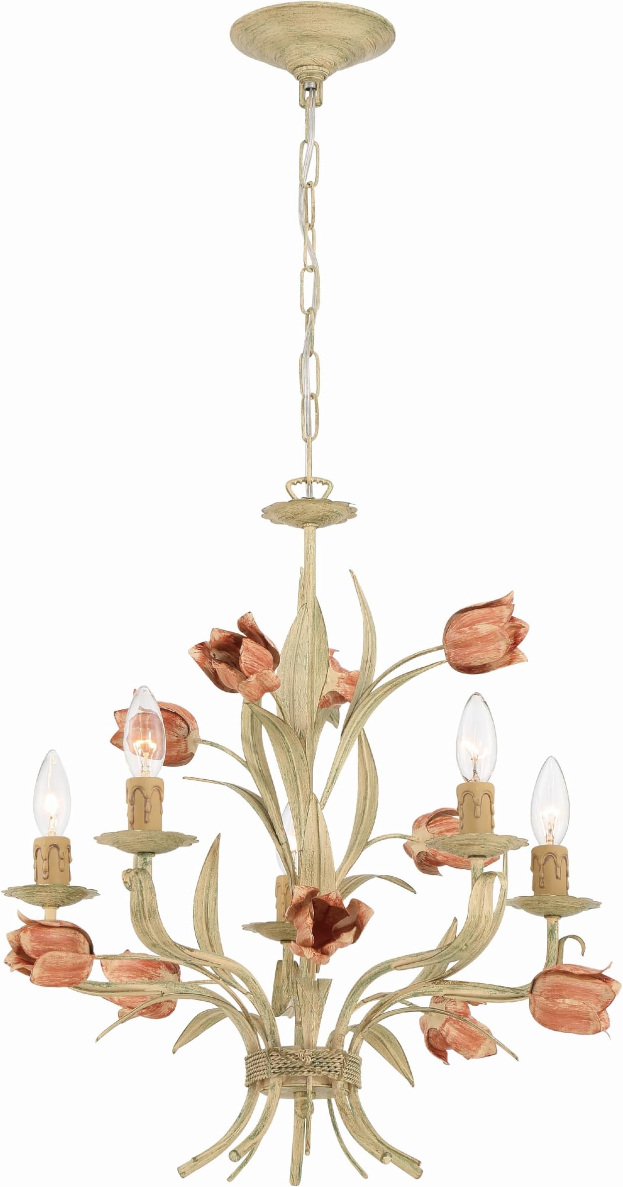 Southport 5 Light Sage Rose Chandelier