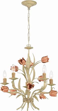 Crystorama Southport 5 Light Sage Rose Chandelier