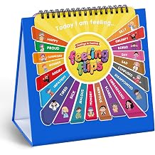 Feelings FlipBook, Feelings Chart for Kids, Emotions Wheel with 20 Moods Coping Strategies, Emotional Regulation Tools for Home Classroom Therapy & Calm Down Corner, ADHD Autism Tools Must-Have