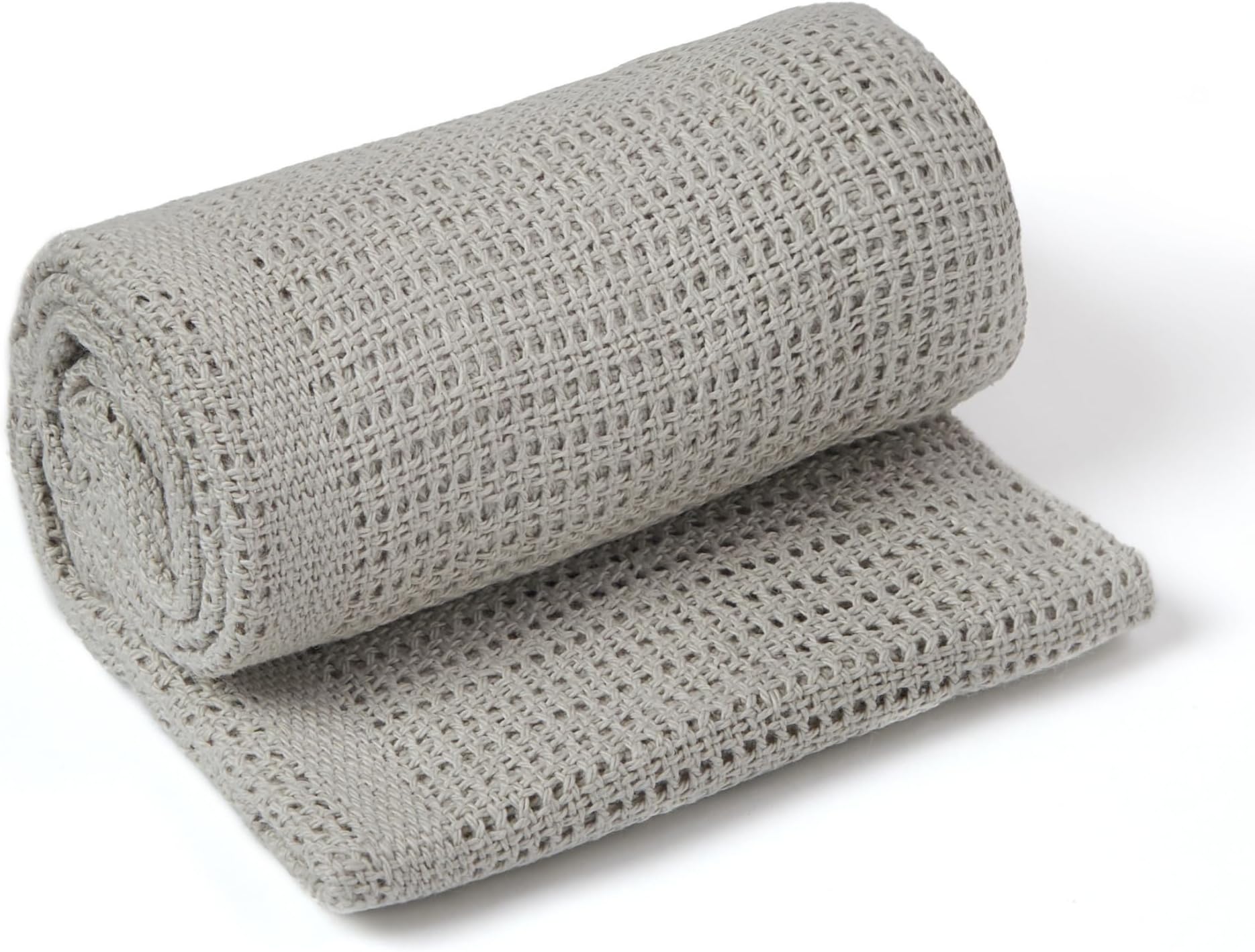 Clair de Lune Soft Cotton Cellular Shawl Baby Pram Blanket Grey 70 x 90 cm