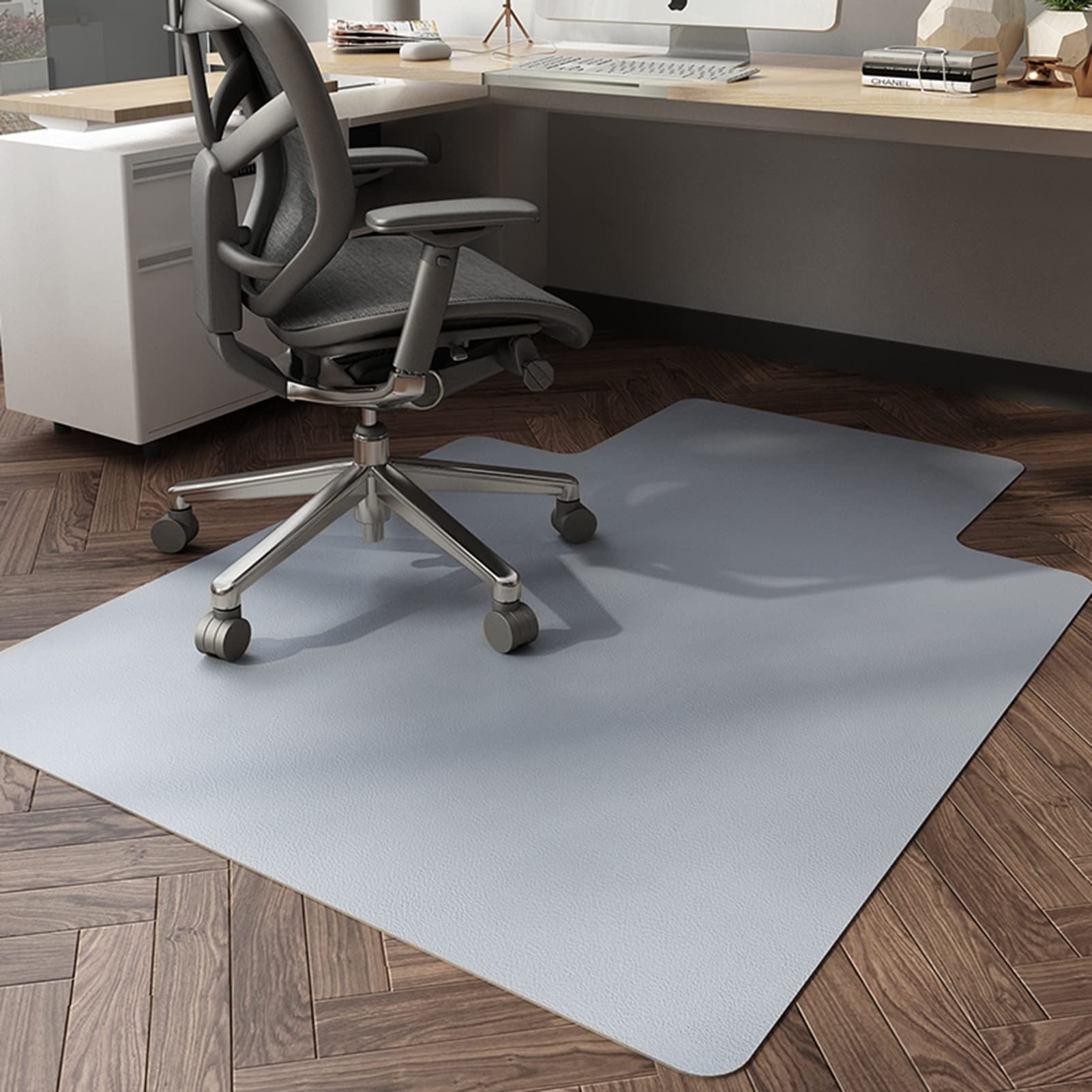 Tapis De Chaise Antidérapant 90x120 Cm – Gris Doré Abstrait – Protection Sol Dur Bureau & Gaming