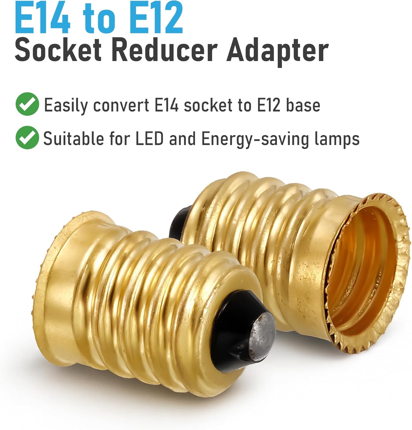 (25 Pack) European Base (E14) to Candelabra Base (E12) Socket Reducer Adapter