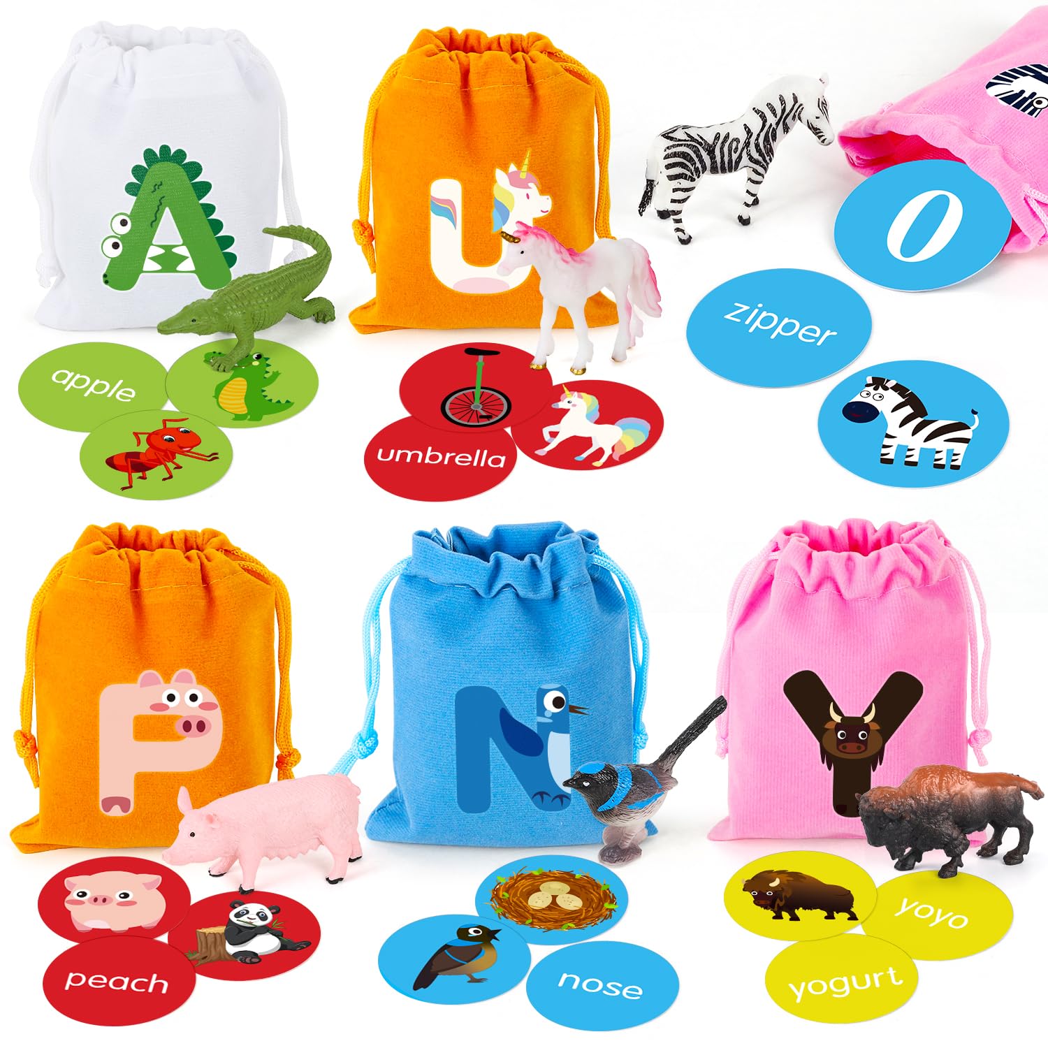 Alphabet Learning Toys for Toddlers, 26 Letter Soup Sorters with 78 Flash Cards for Early Letter Awareness & Recognition, Fun Education Classroom Supplies Sounds Teaching Games