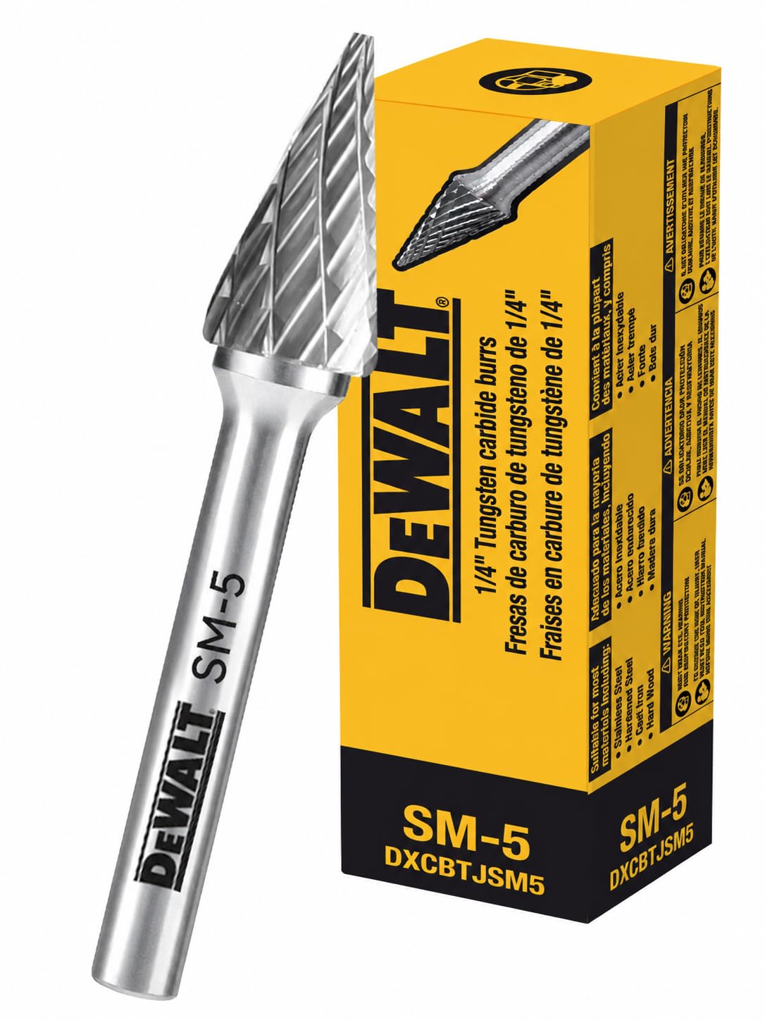 Single DEWALT Tungsten Carbide Burr Size SM-5 with 1/4" Shank for Tough Metalworking (DXCBTJSM5)