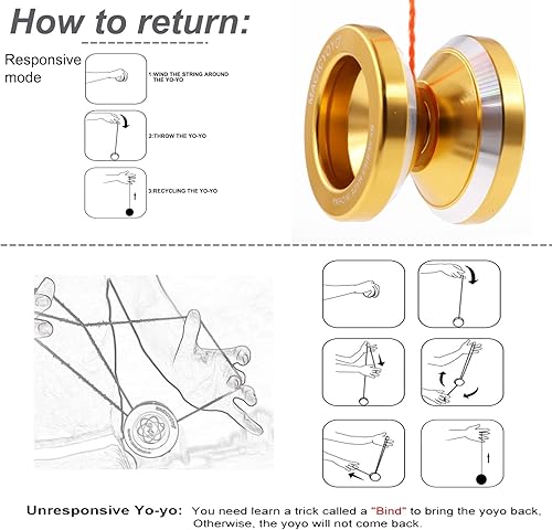 Miniatura 5 de MAGICYOYO Yoyos N8 Yoyo Pro Responsive y Yoyos que no responden para niños, adolescentes y adultos, modos duales de yoyos principiantes a avanzados,