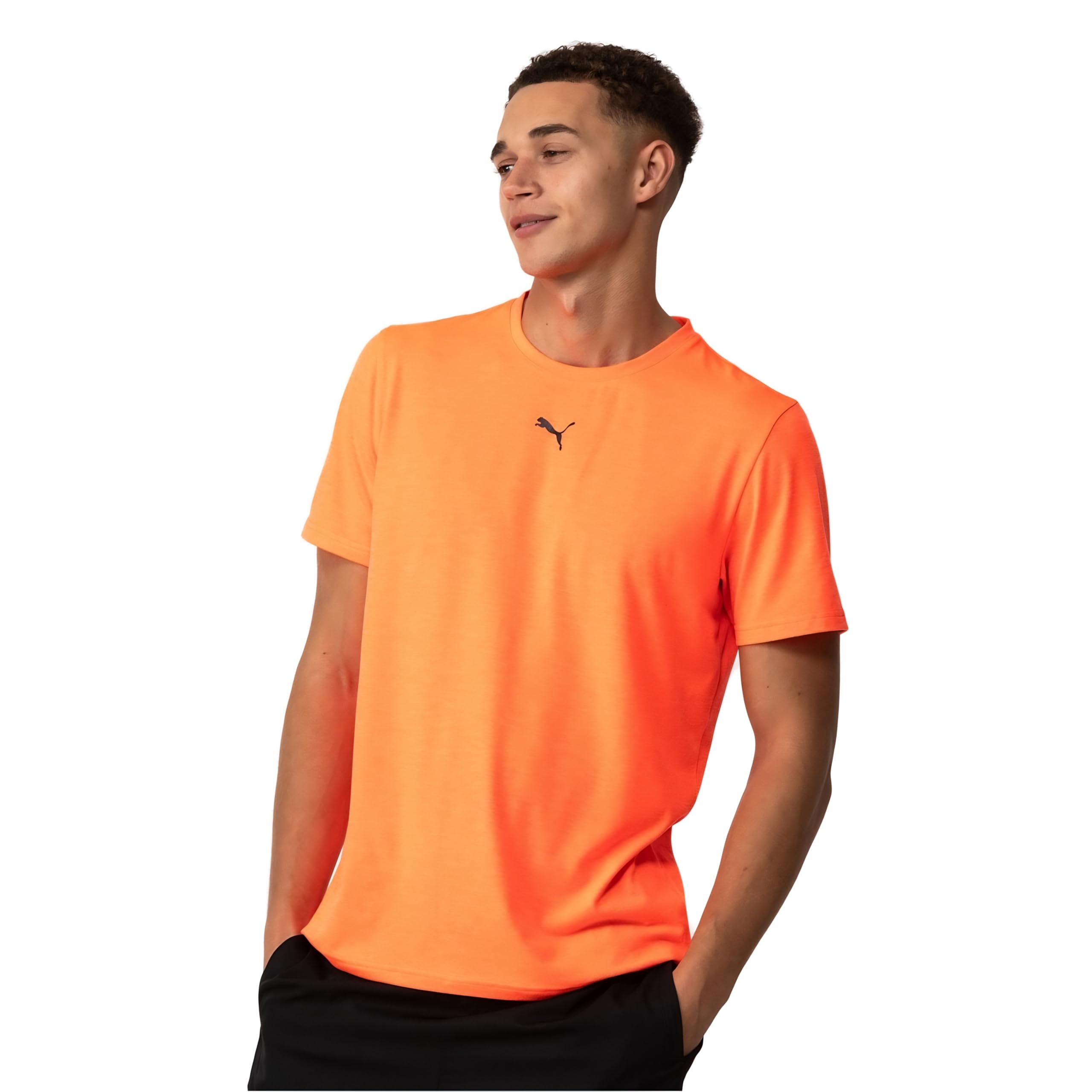 Puma Mens Train All Day Essentials Heather T-Shirt Glowing Red S