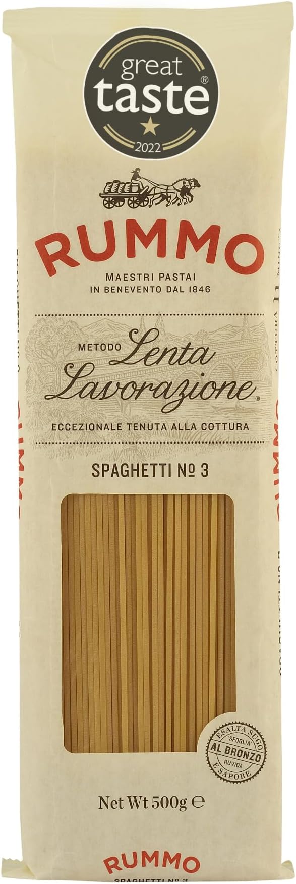 Rummo Spaghetti Pasta N.3 - Spaghetti Pasta Noodles, Durum Wheat Pasta, Thin Spaghetti Noodles, Italian Pasta, Dry Pasta - 16 Ounce (Pack of 1)