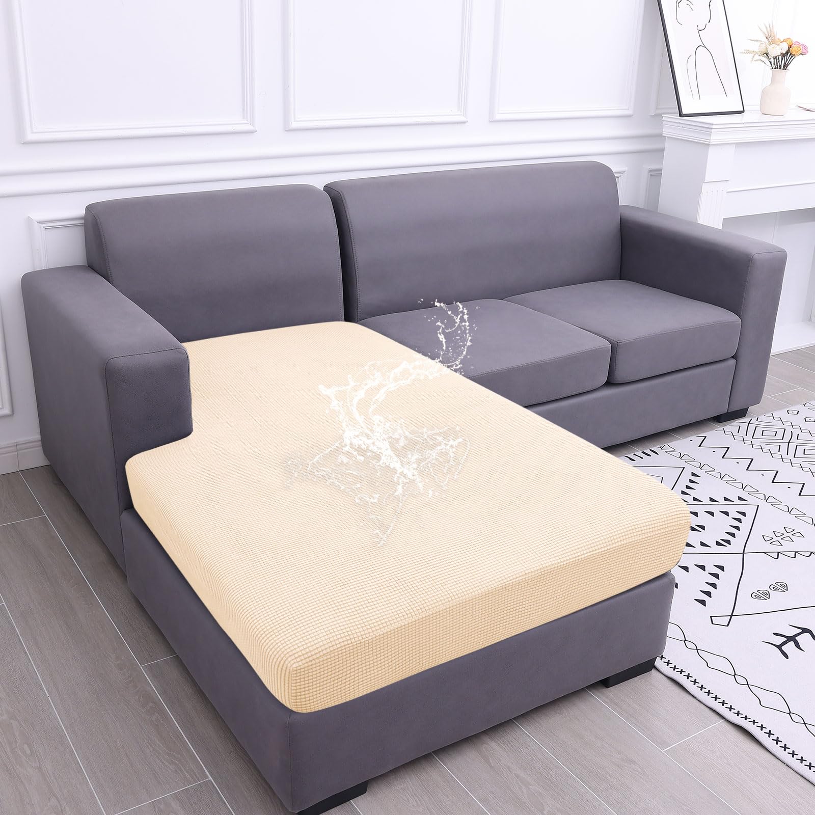 hyha Waterproof Sectional Couch Covers, Non Slip Sofa Cushion Covers