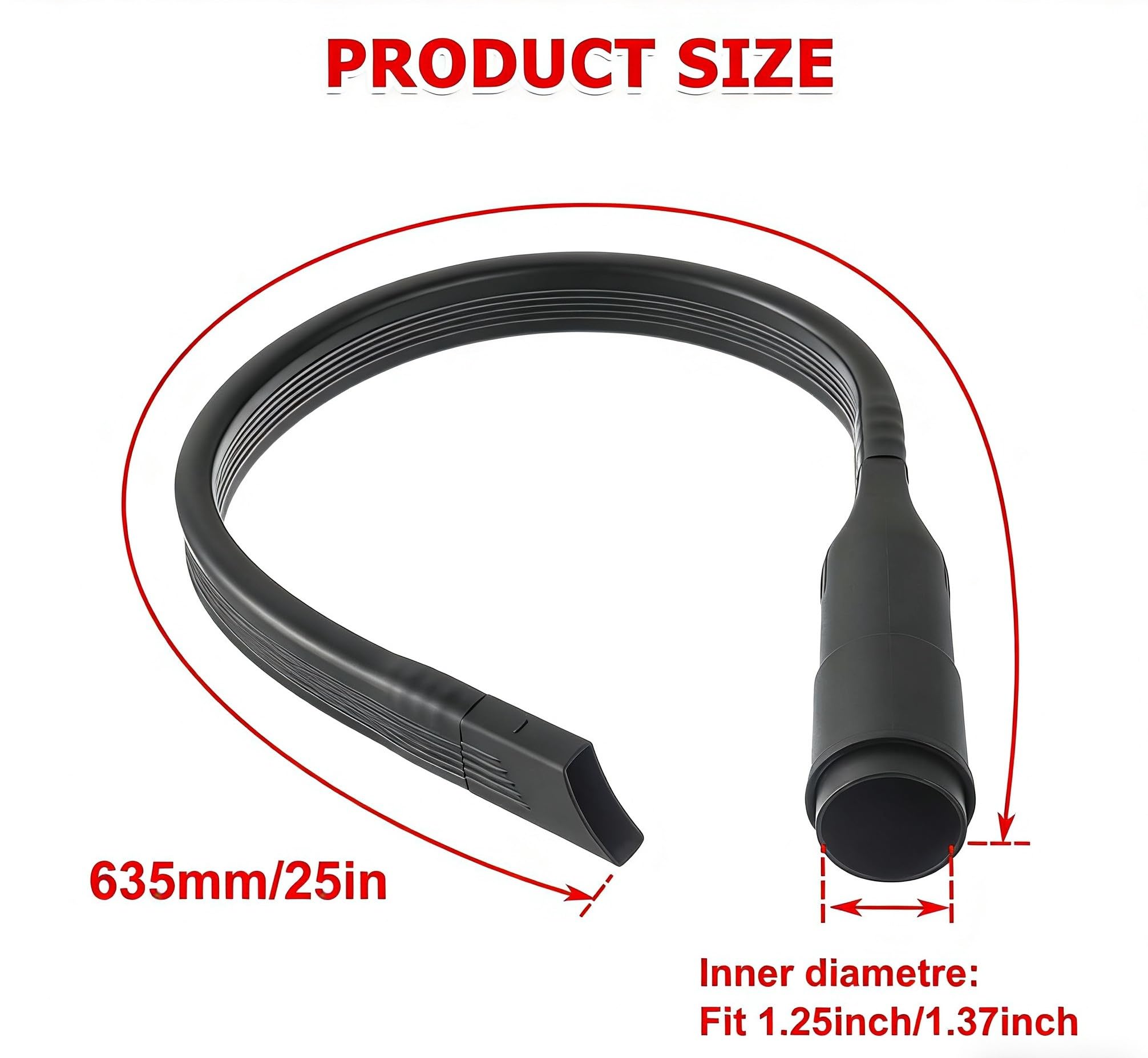 Vakuum-Fugendüse, 63,5 cm, flexibler flacher Aufsatz, 1 Stück, passend für 1-1/4 und 1-3/8 Zoll Vakuumschläuche