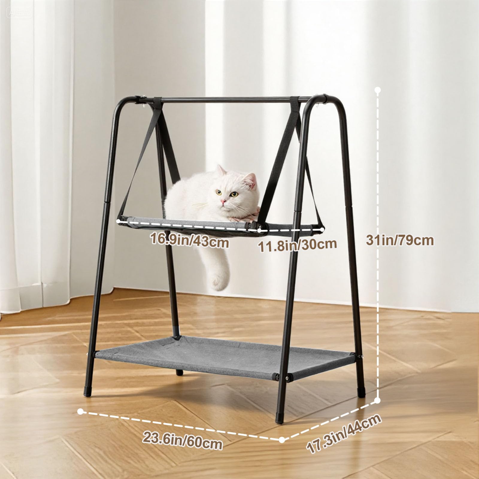 Etagen-Katzenschaukel Hängebett, Kätzchen-Hängematten mit Kissen, erhöhte Schaukeln für Katzen und Kätzchen, perfekte Indoor-Katzenmöbel, Hundeschaukel, atmungsaktive Katzen-Hängematte