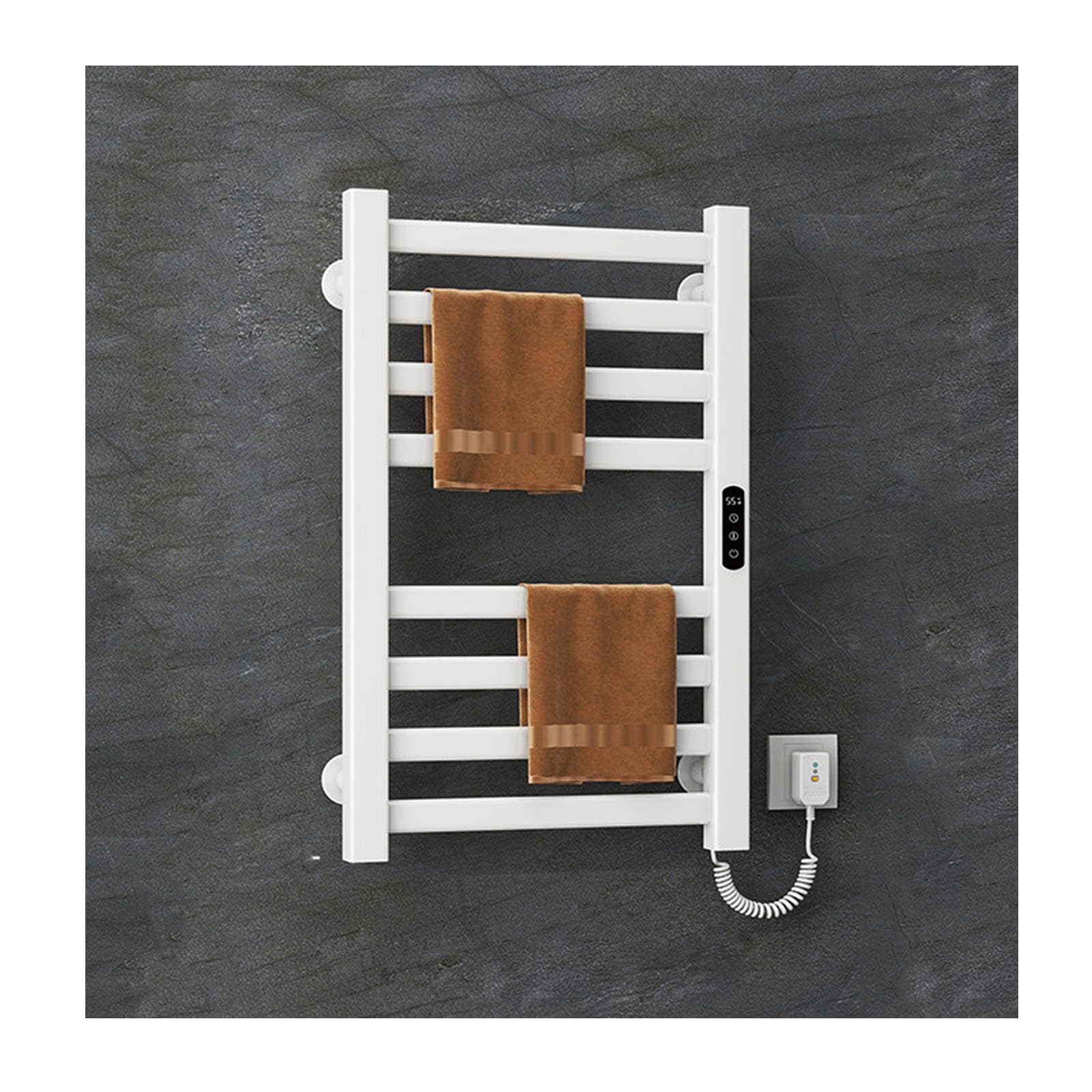Toalleros calefactables de 8 barras con temporizador tactil Linea D blanco para pared