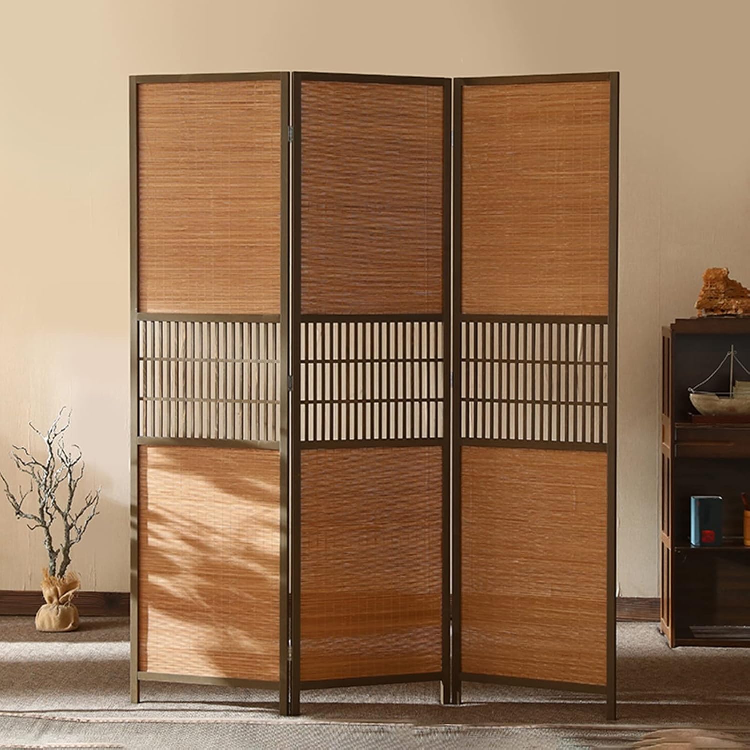 Dorm Room Changing Room Divider Screen Portable, Outdoor Indoor Office Divider Wall, Folding Privacy Screens for Leisure Area, Bedroom and Study Apartment (Color : 3 Panel, Size