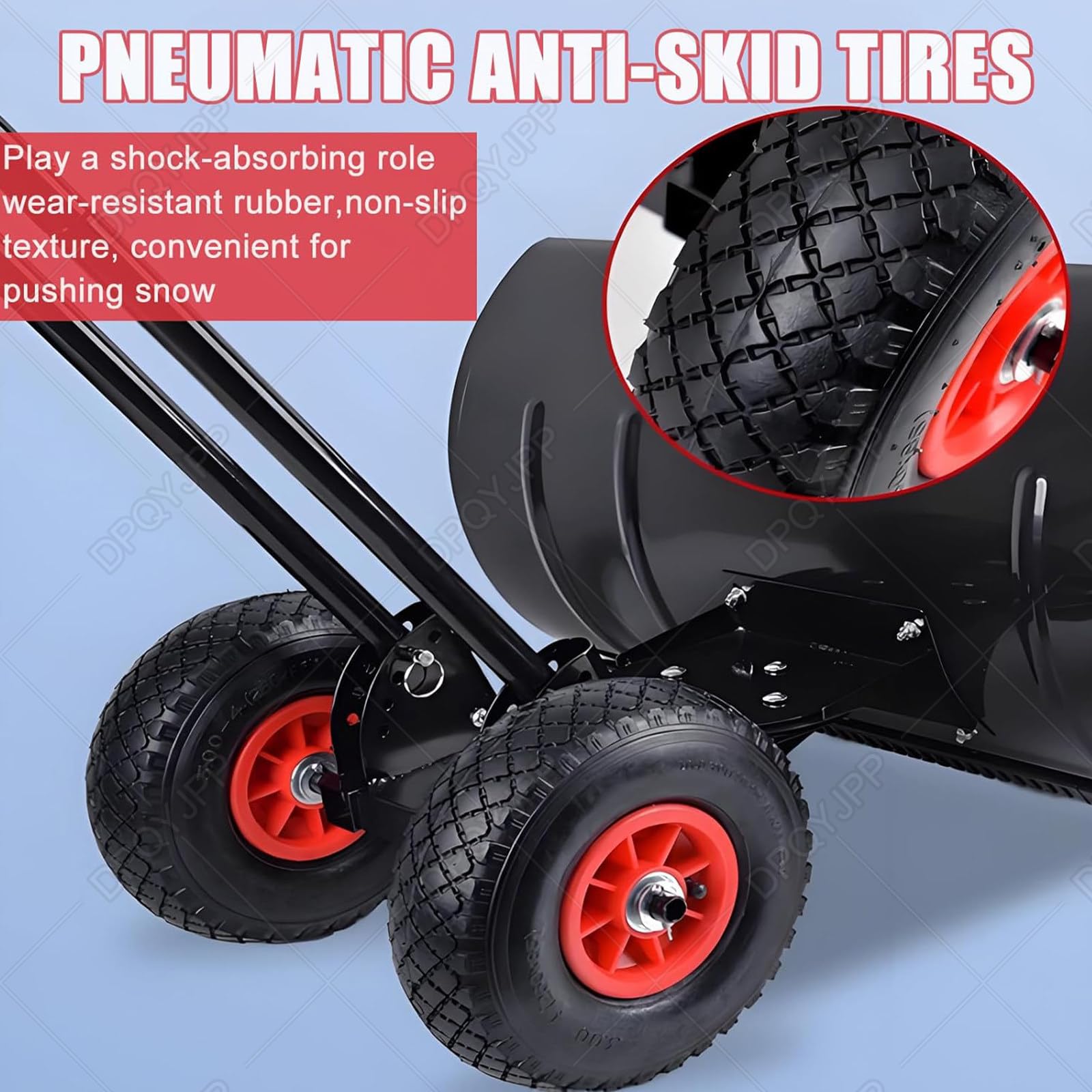 Pala de nieve para entrada, pala de empuje de 42 cm con ruedas antideslizantes, empujador de nieve ajustable de 360° para pasarela y herramienta de eliminación de hielo