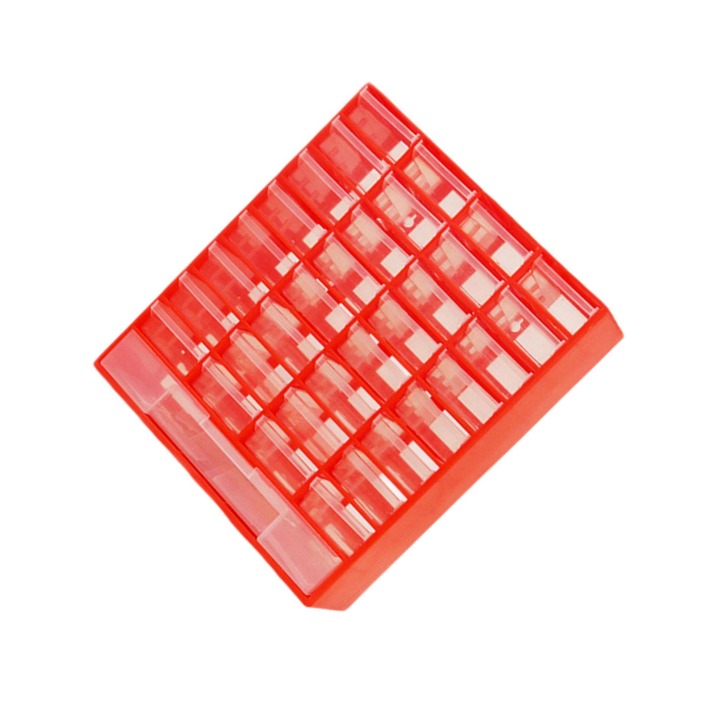 Kompakter Schubladen Organizer mit 33 Rot 30 x 13.1 x 40.8 cm | Schubladen zur Aufbewahrung von Make up, Stiften, Schmuck und Bürobedarf. Wandmontierter Bastelorganizer mit , Rot , 30 x