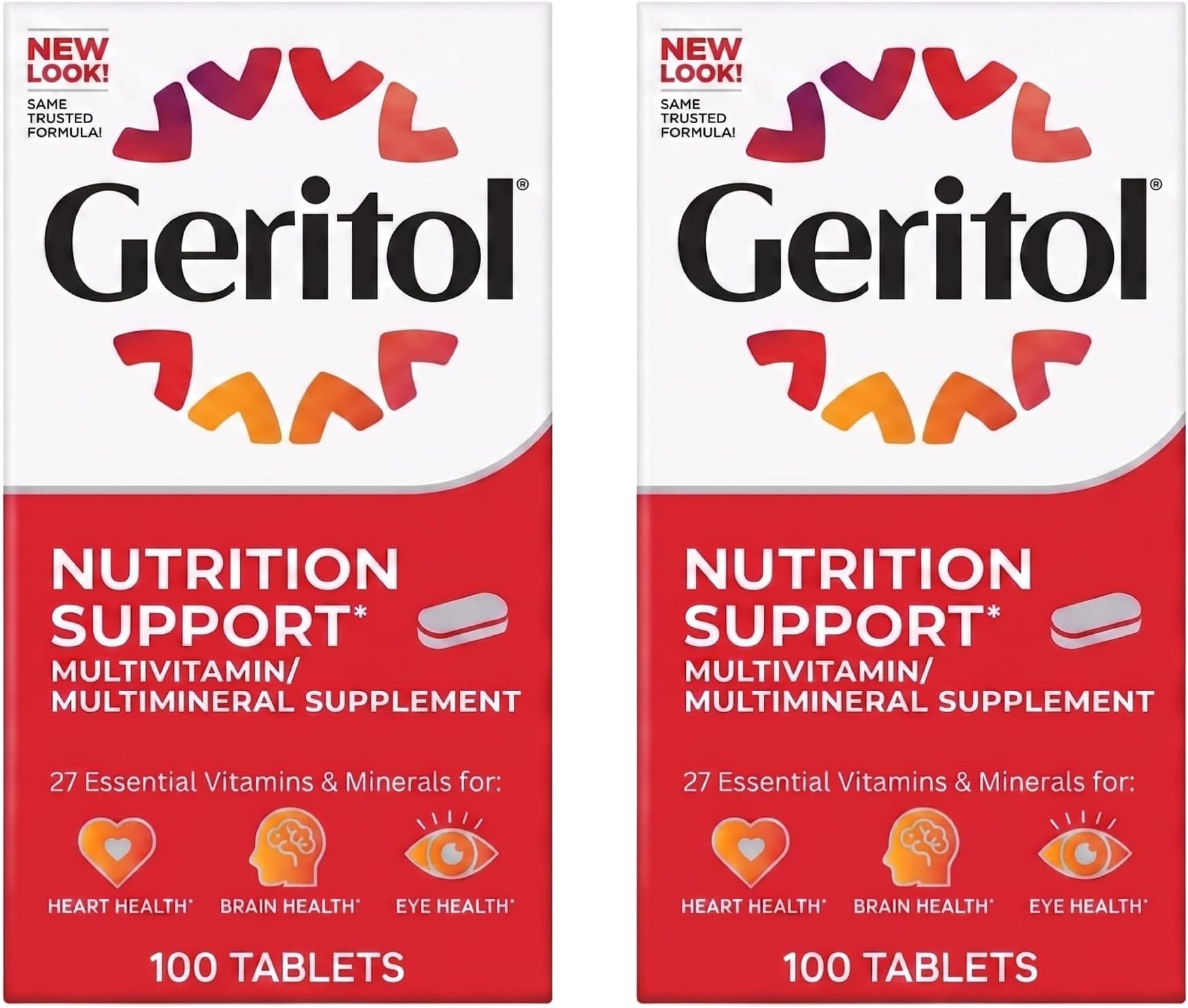 Multi-Vitamin Nutritional Support Tablets, Balance of 26 Essential Vitamins and Minerals, 100-Count Bottles (Pack of 2)