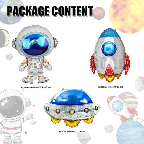 Miniatura 7 de 2 globos de aluminio con forma de astronautas grandes de Mylar para decoración de fiesta de cumpleaños con temática espacial del universo