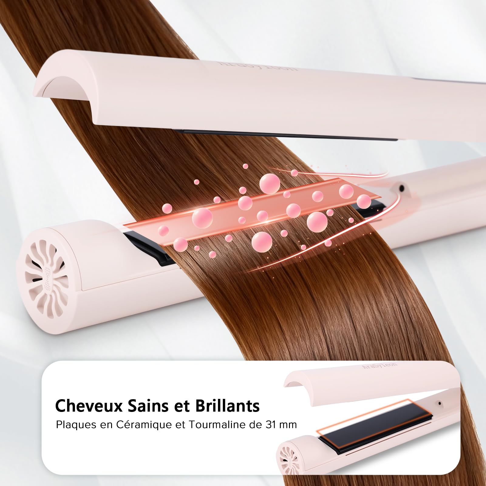 Lisseur Boucleur 2-In-1 31mm, Céramique Ionique, Chauffage Rapide 30S