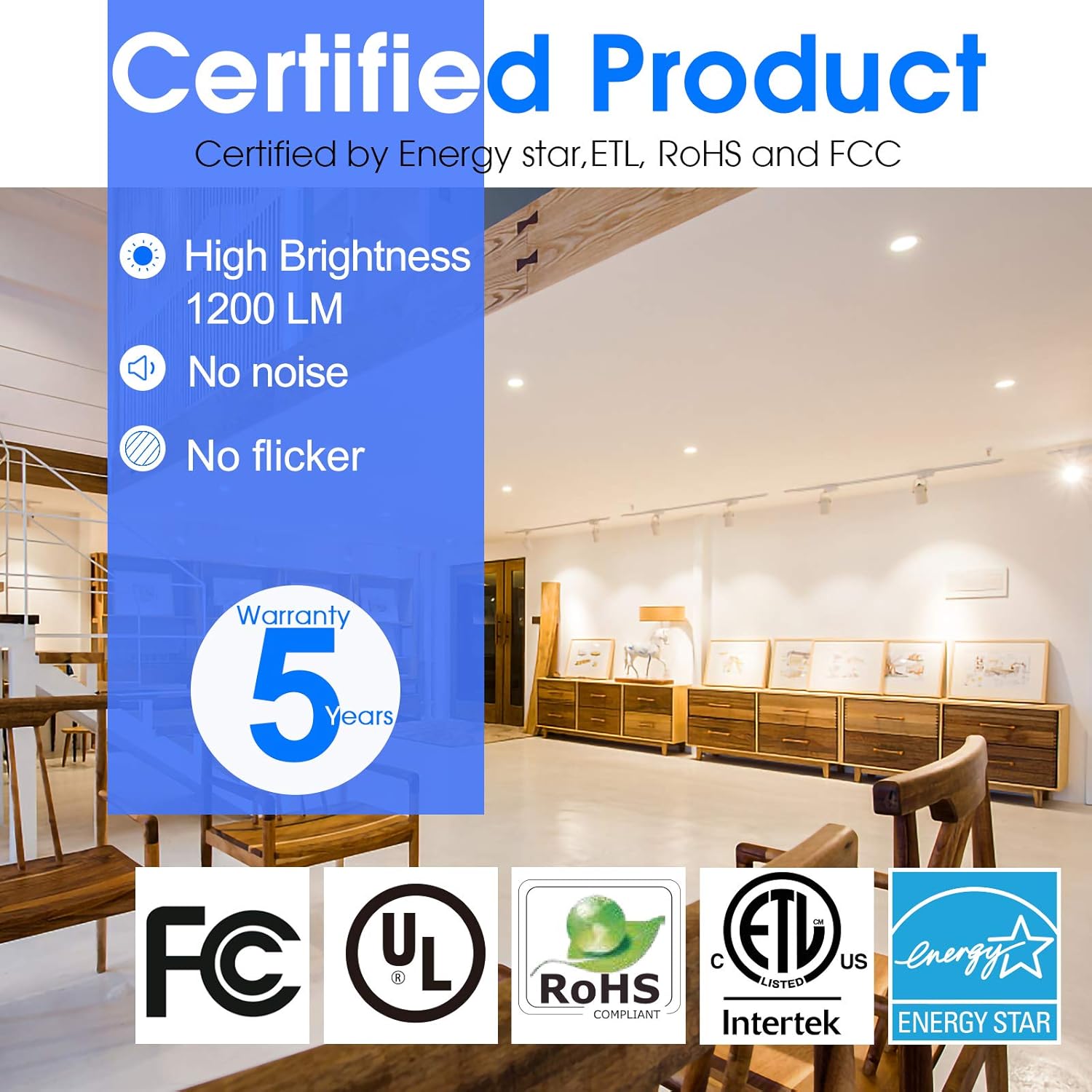 Hot Deals 5/6 Inch LED Slim Recessed Lighting, 15W=120W, 1200 Lumens, Dimmable, CRI 90+, 5 Color Changing(Warm White to Daylight), Simple Retrofit Installation, Wet Rated, ETL Listed, 12 Pack