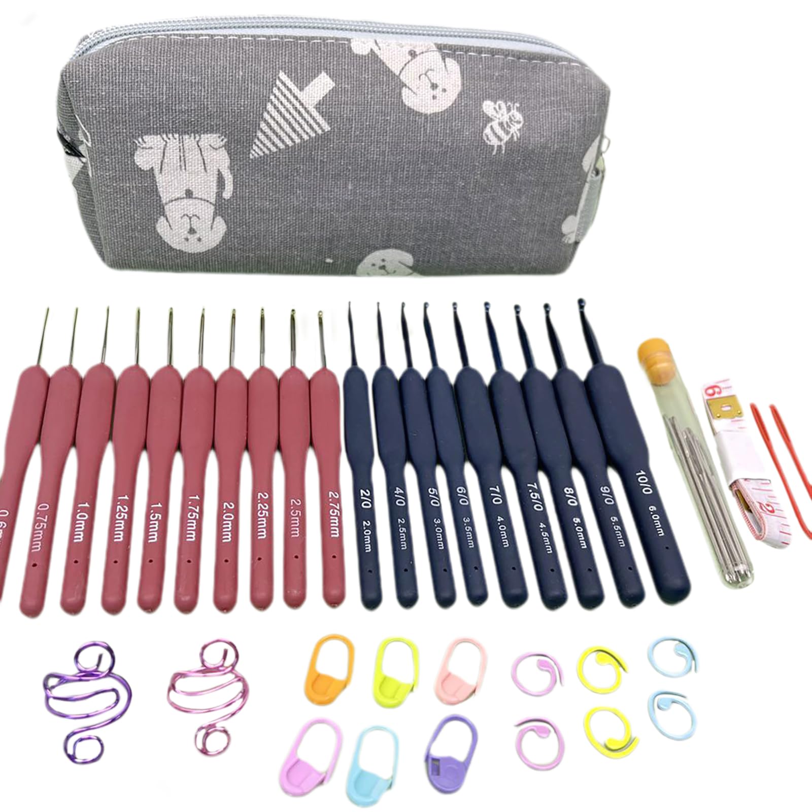 0.6-6.0 mm Crochet Hooks Set Easy to Use Ergonomic Hooks Long Knitting Needles
