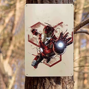 Amazon.co.jp: メタルプレート アイアンマン ブリキの絵 ブリキ看板