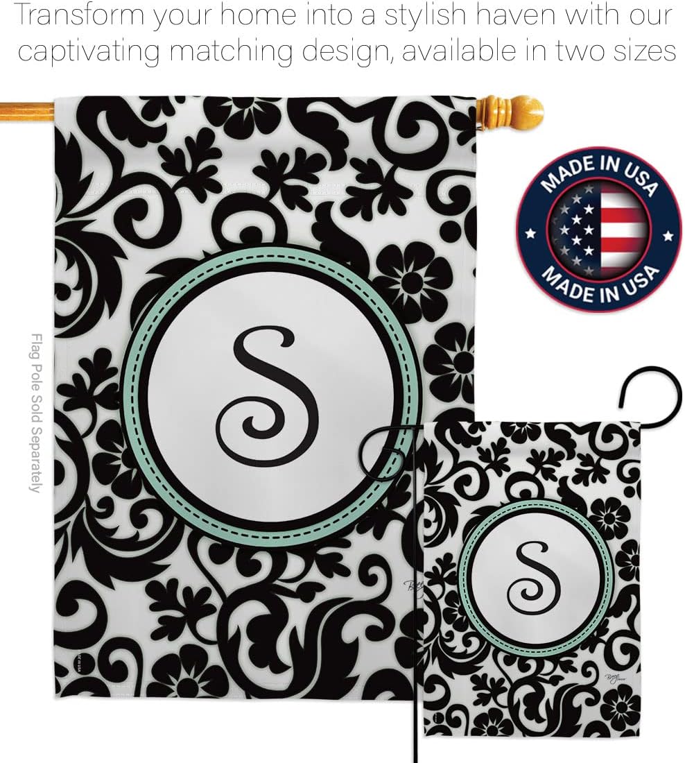 Breeze Decor H130071 Damask S Initial Interests Simply Beauty Decorative Vertical House Flag, 28" x 40", Multicolor