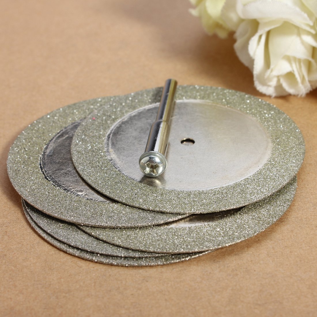 punta per trapano e mini dischi da taglio diamantati per tagliare vetro e pietre preziose, adatti all'uso con utensili a rotazione