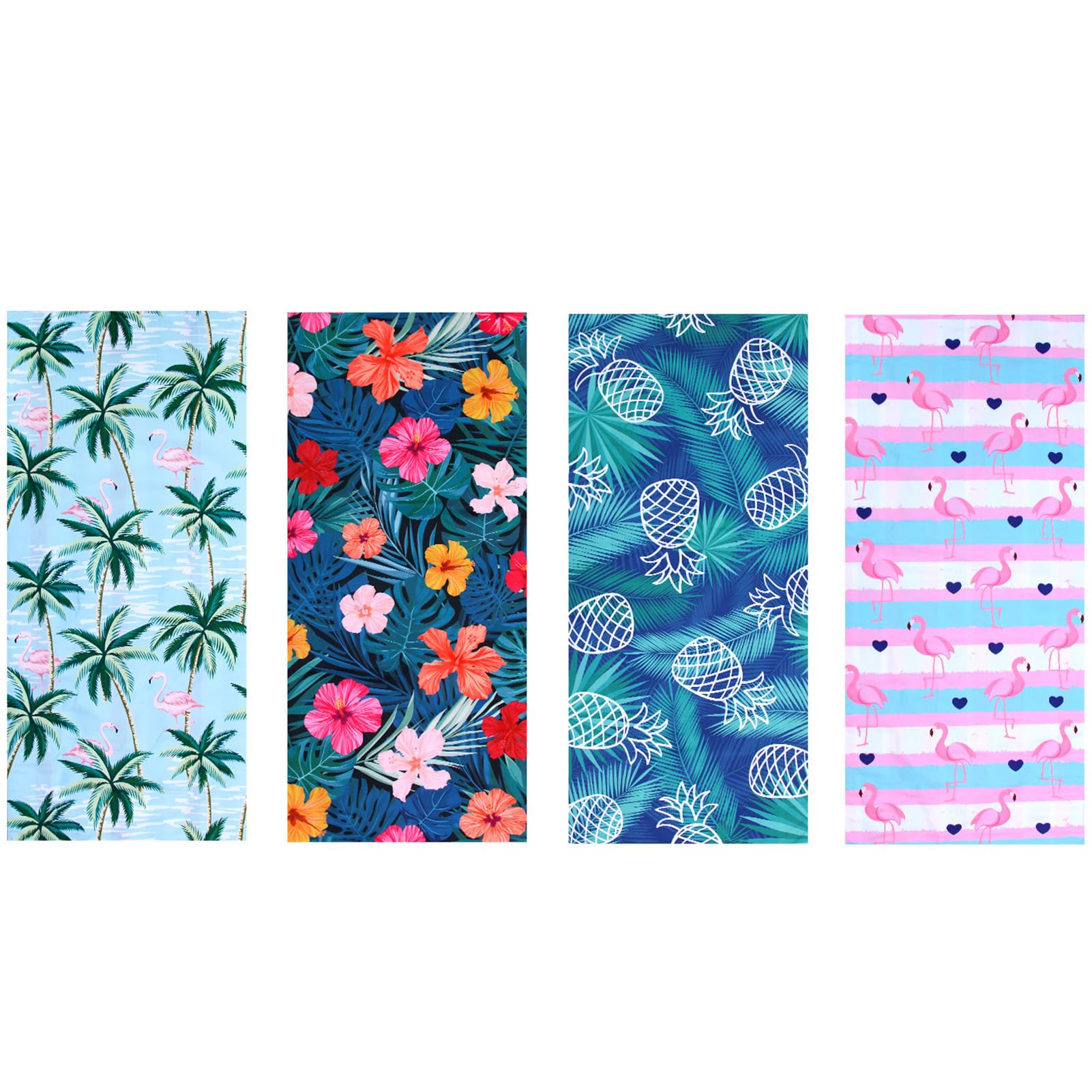 4 Pack Microfiber Oversized Lightweight Beach Towel for Adults Women Men, Reversible 71" x 32" XL Extra Large Thin Quick Dry Sand Free Pool Towels for Travel Sport Swimming Camping Picnic Yoga Gym