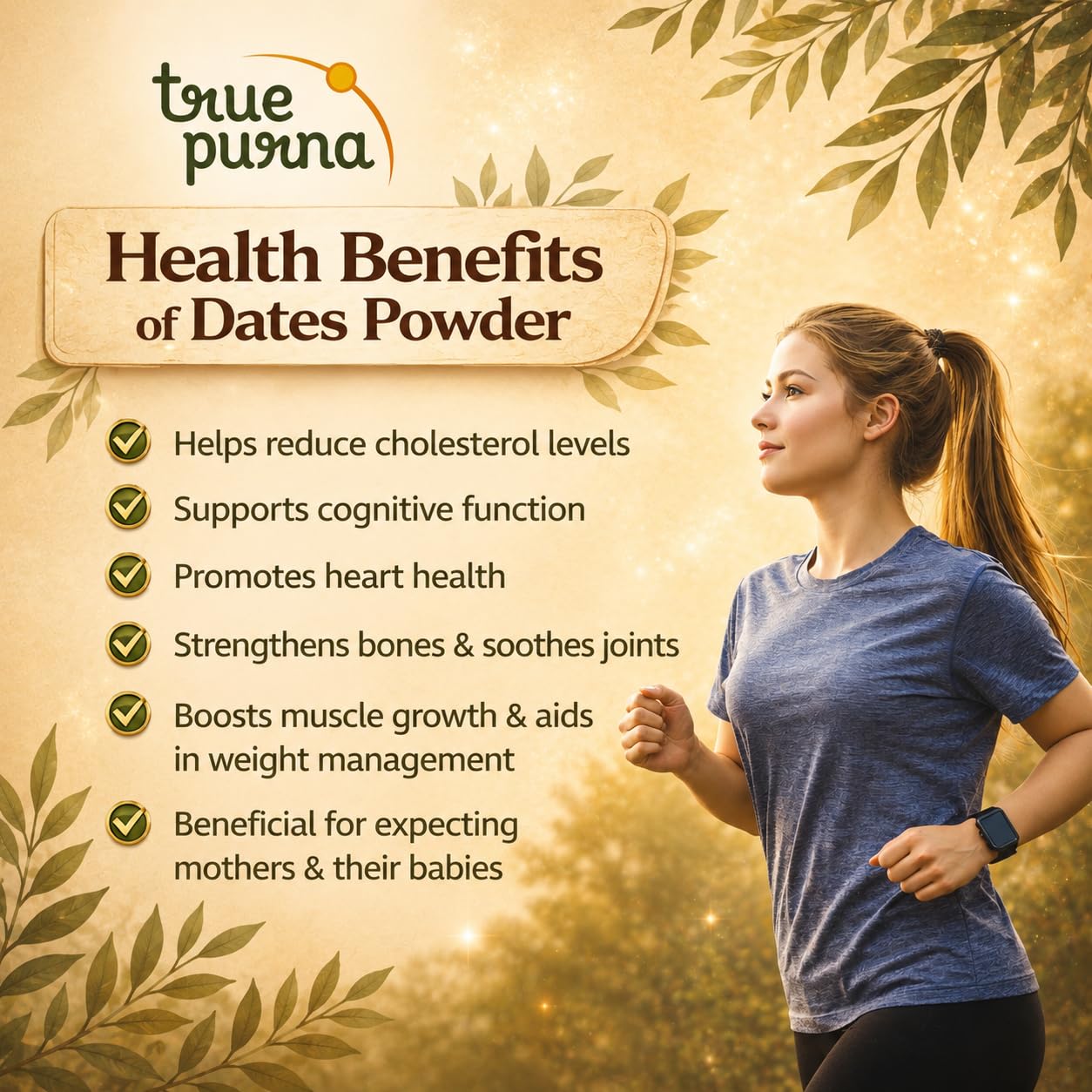 True-Purna Dates Powder 500g | Natural Sweetener Khajur Powder for Milk, Tea, Coffee & Baking | No Added Sugar | High Nutrition Mix (Pack of 2) 1