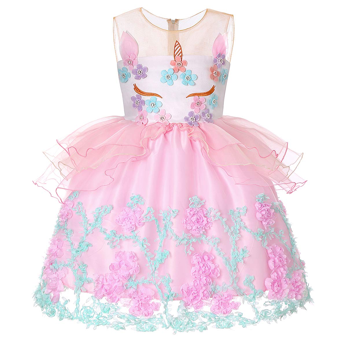 Qudasar Unicorn Dresses for Girls 6X Unicorn Birthday Outfit Girls Fresh Pink Dress Unicorn+Costume+for+Girls Size 7-8 (1869 Pink,7)