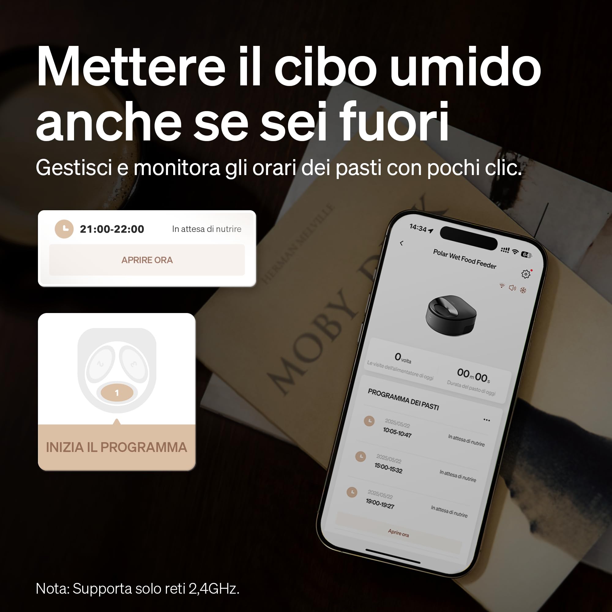 PETLIBRO Mangiatoia automatica per gatti con ciotola in acciaio inox lavabile in lavastoviglie, macchina per cibo umido con raffreddamento a semiconduttore, 2,4 GHz Wi-Fi Smart App, 3 giorni di vera