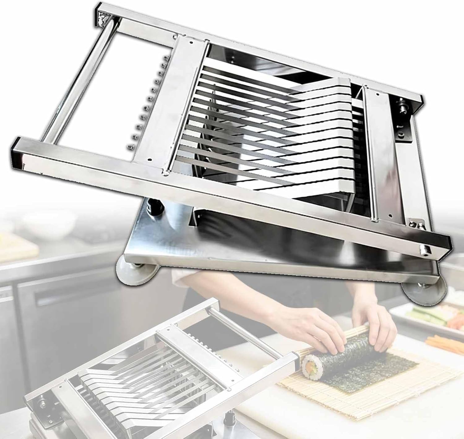Sushi Rollschneider, Edelstahl Manueller Maker für 8/10/12 Segmente, perfekt für japanische Restaurants, Snackbars und Hotels