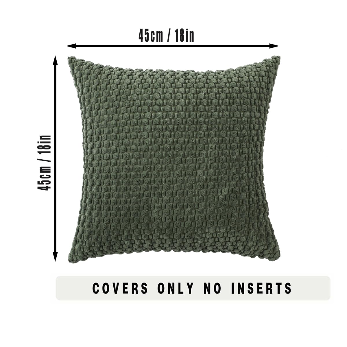 Tennove Cushion Covers 45x45cm Decorative Modern Olive Green Pillow Cases Pack of 2 Corduroy Boho Soft Throw Pillow Covers Square Pillowcases for Sofa Living Room Bed Home Decor - Image 2