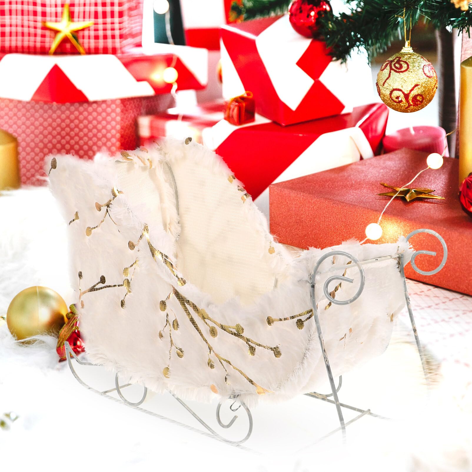 PRETYZOOM Slitta Decorativa Natalizia Realizzata in Materiali Resistenti per Decorare Casa e Tavolo per Feste di Natale