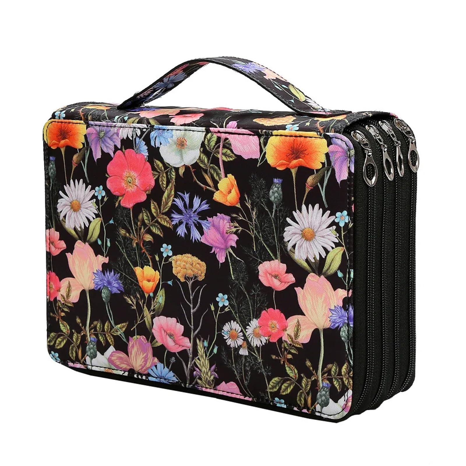 Estuche Escolar Grande Estuche for lápices con 200 Agujeros y Flores de Colores, Estuche for lápices Creativo, Multifuncional, de Gran Capacidad, for Estudiantes(A(Empty Bag))
