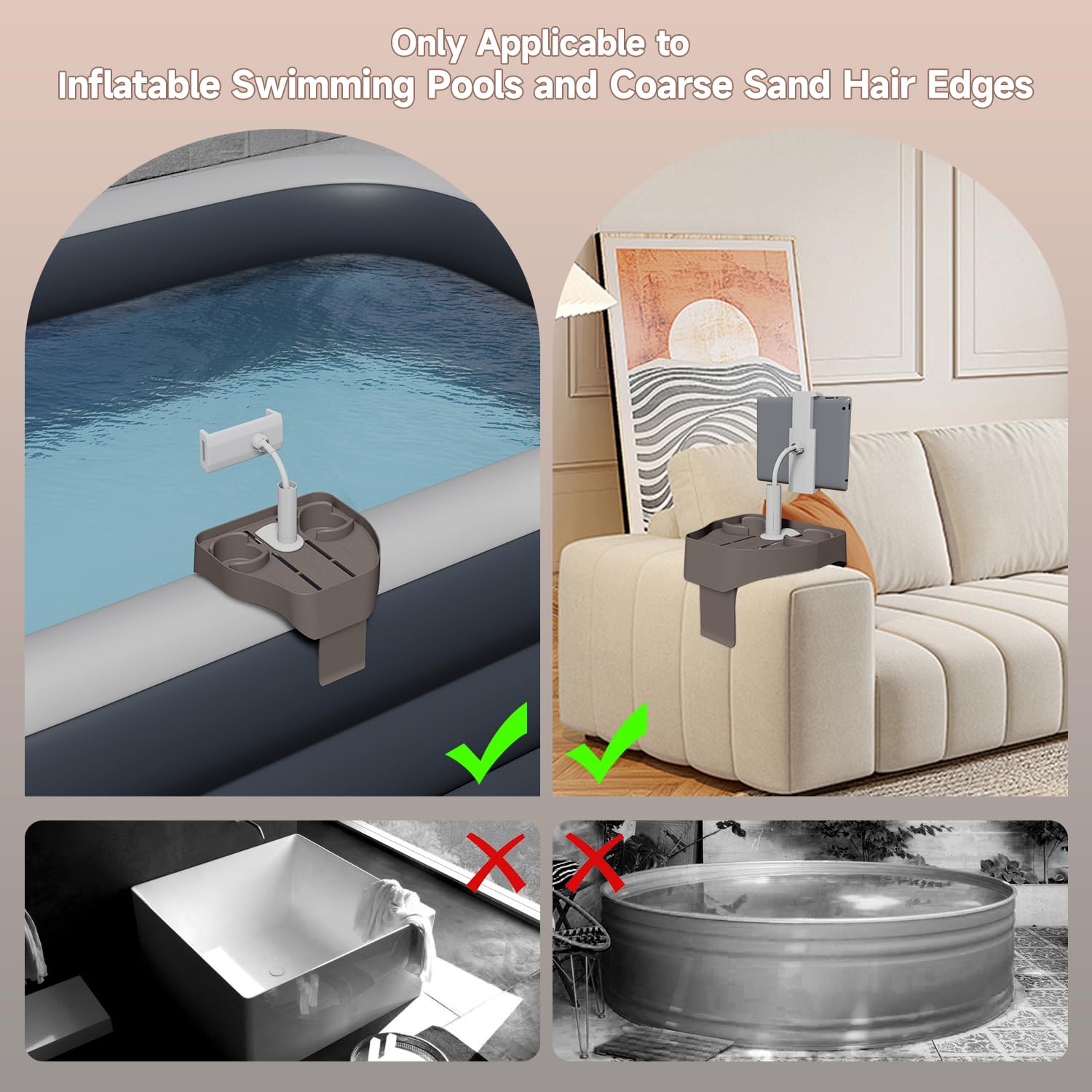 Plateau De Jacuzzi Réglable 3 En 1 Avec Porte-Gobelet Et Support Téléphone - Accessoire Spa Et Piscine
