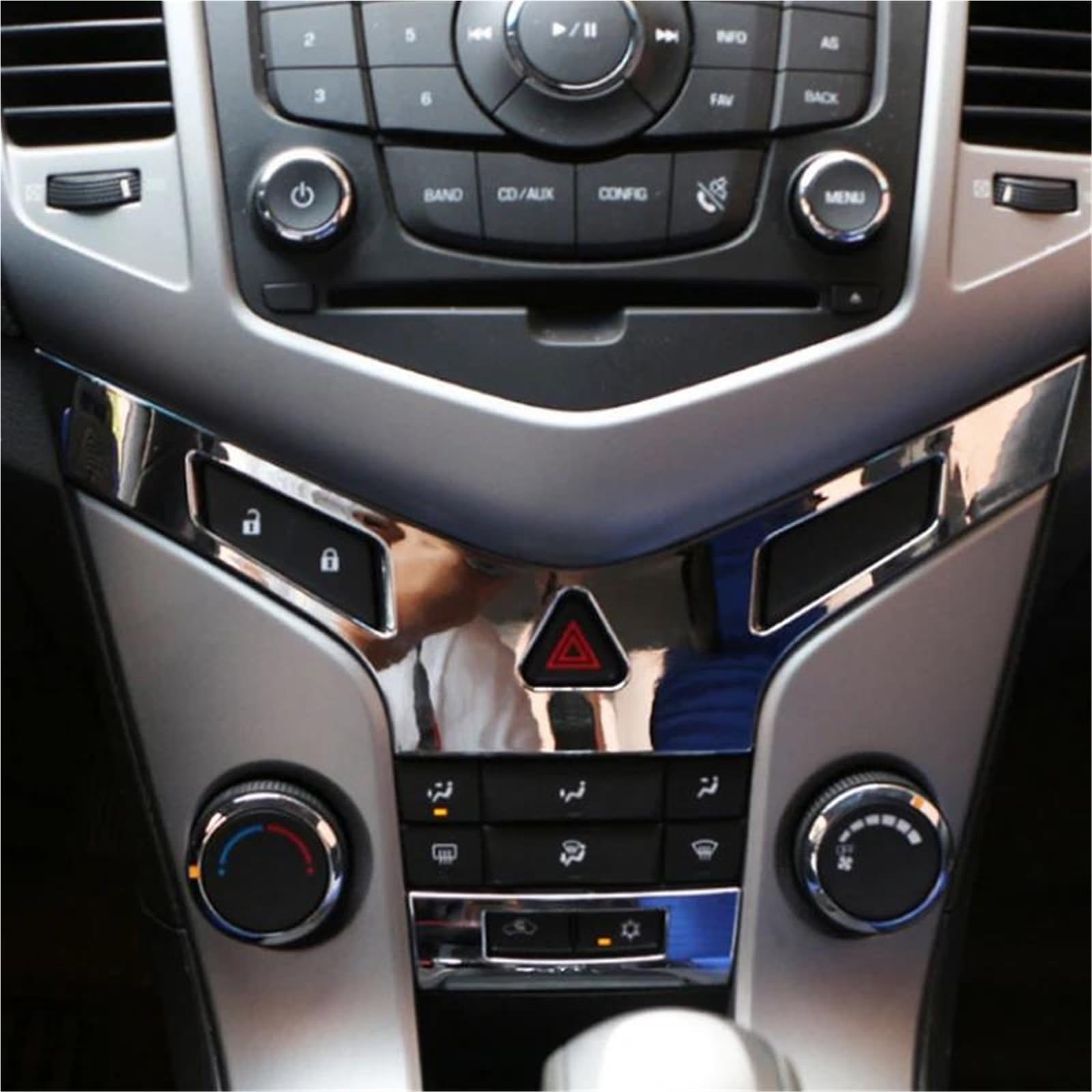 Interior Mouldings Car Central Control Panel Decorative Patch Electroplated Sequins For Chevy For Cruze 2009-2015 Accessory Part Car Interior(Bright silver)