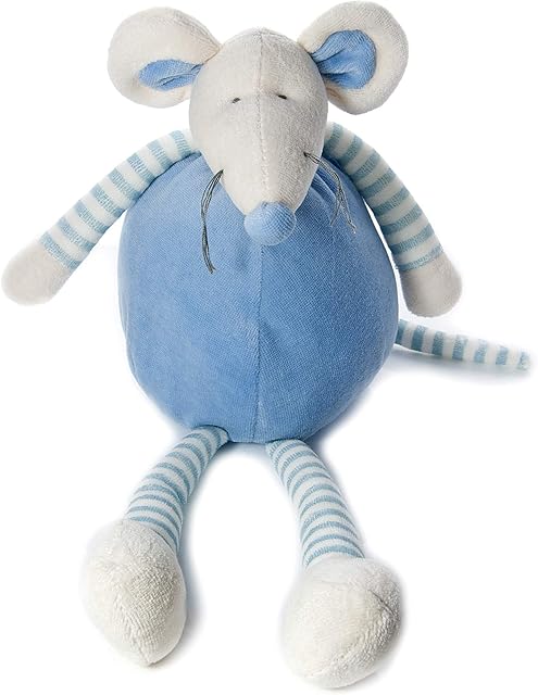 Stuffed Animal Soft Toy Mouse Teddy Gift for Newborn or Toddler (Blue)