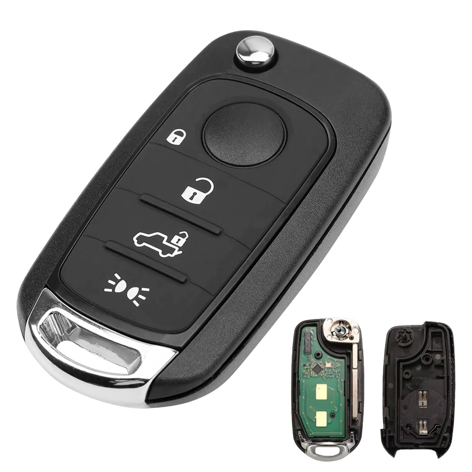 Heart Horse 433Mhz 4 Tasti Fiat 500X Ricambio Chiave per Telecomando Auto | Compatibile con Fiat 500X Tiro Egea 2016-2018 Chiave Cover Guscio con Hitag AES / 4A Chip e SIP22 Lama & Batteria
