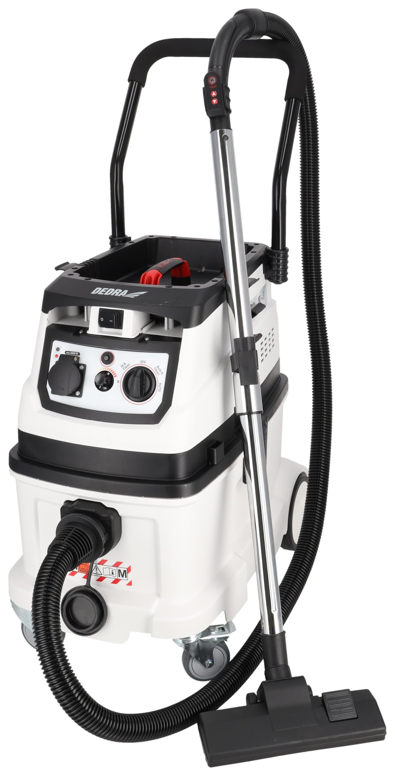 DEDRA Aspirapolvere con funzione di pulizia automatica del filtro DED6609, sistema di filtraggio autopulente, classe di filtro M, regolazione della potenza di aspirazione, capacità serbatoio: 40 l