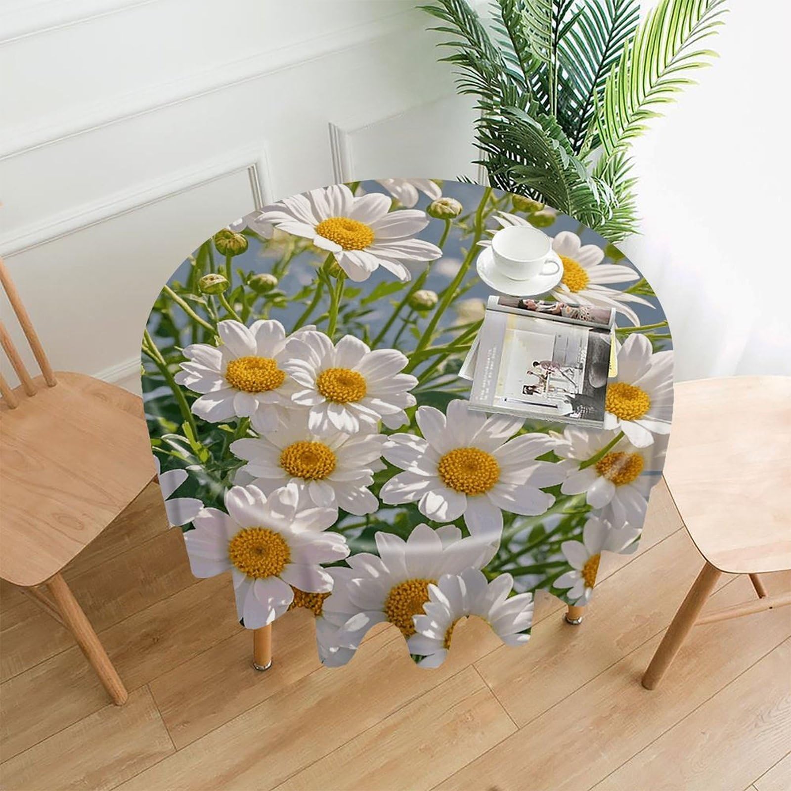 LZQPOEAS Lots of Flowers-png Tablecloth Decorative Round Table Cloth Wrinkle Resistant Round Tablecloth Washable Circle Table Cover for Kitchen Dining Party Wedding Camping 60 Inch