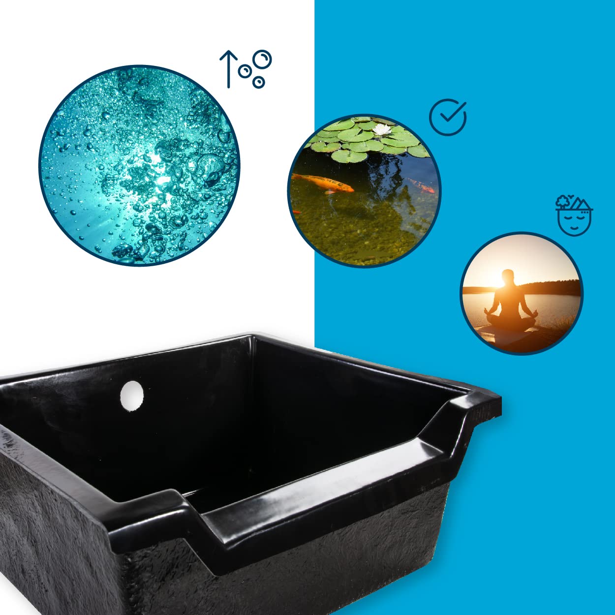 AquaForte Fastfall 72 Wasserfall, 72x62x28 cm, 3mm Polyester, Schlauchadapter 20-38mm, 1300-9000 l/h