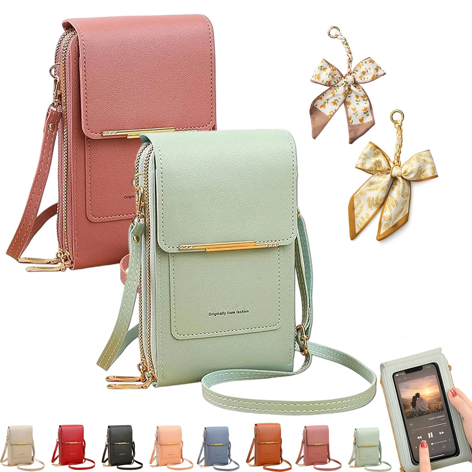 Women's Touch Screen Mobile Phone Messenger Bag, RFID Leather Crossbody Wallet Purse, Anti-Theft Shoulder Strap — view 16