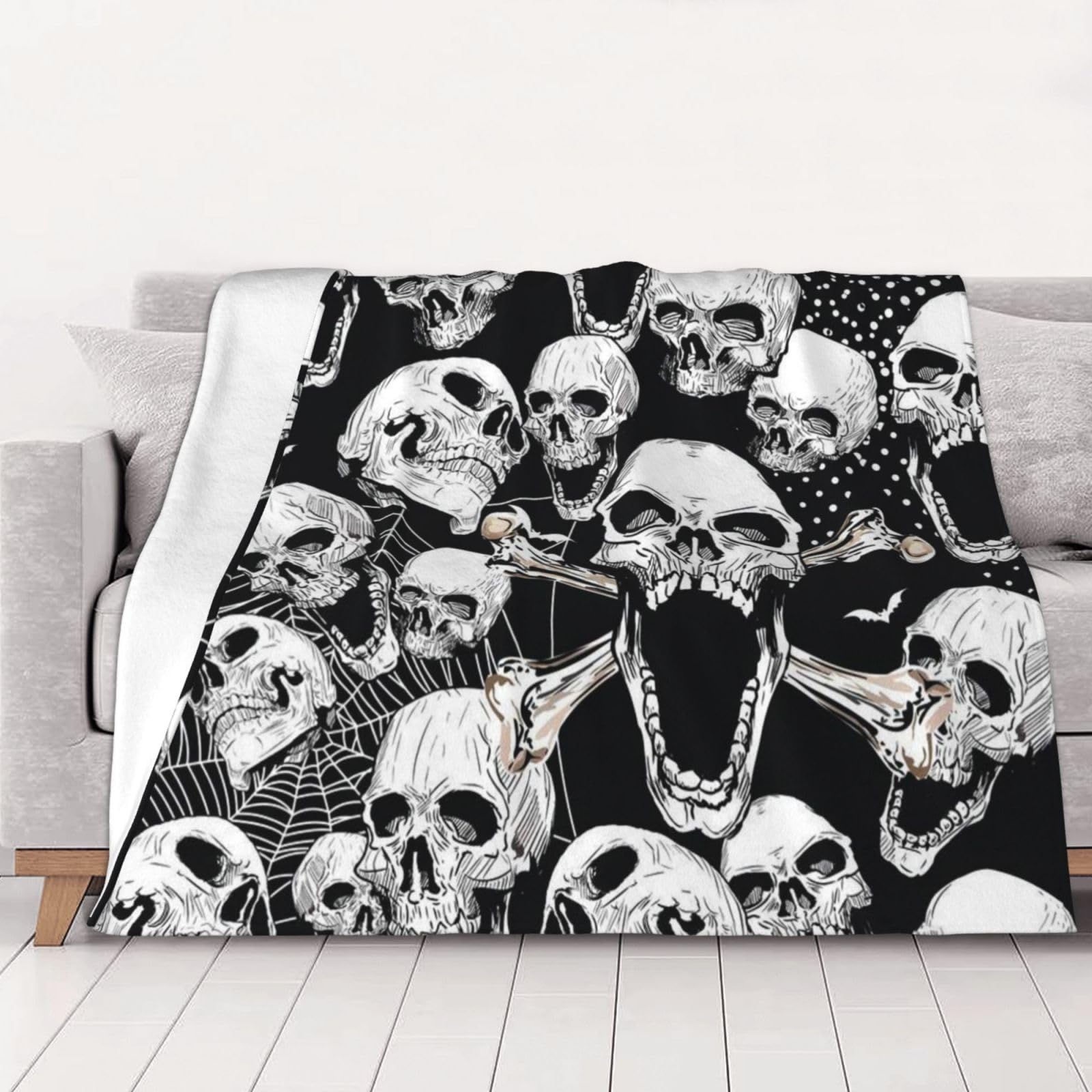 AUBKFELD skull background Printed Flannel Blanket 200x150 CM, Soft & Warm Throw Blanket for Sofa/Couch/Bed/Car, Gifts for Audlts Women Men