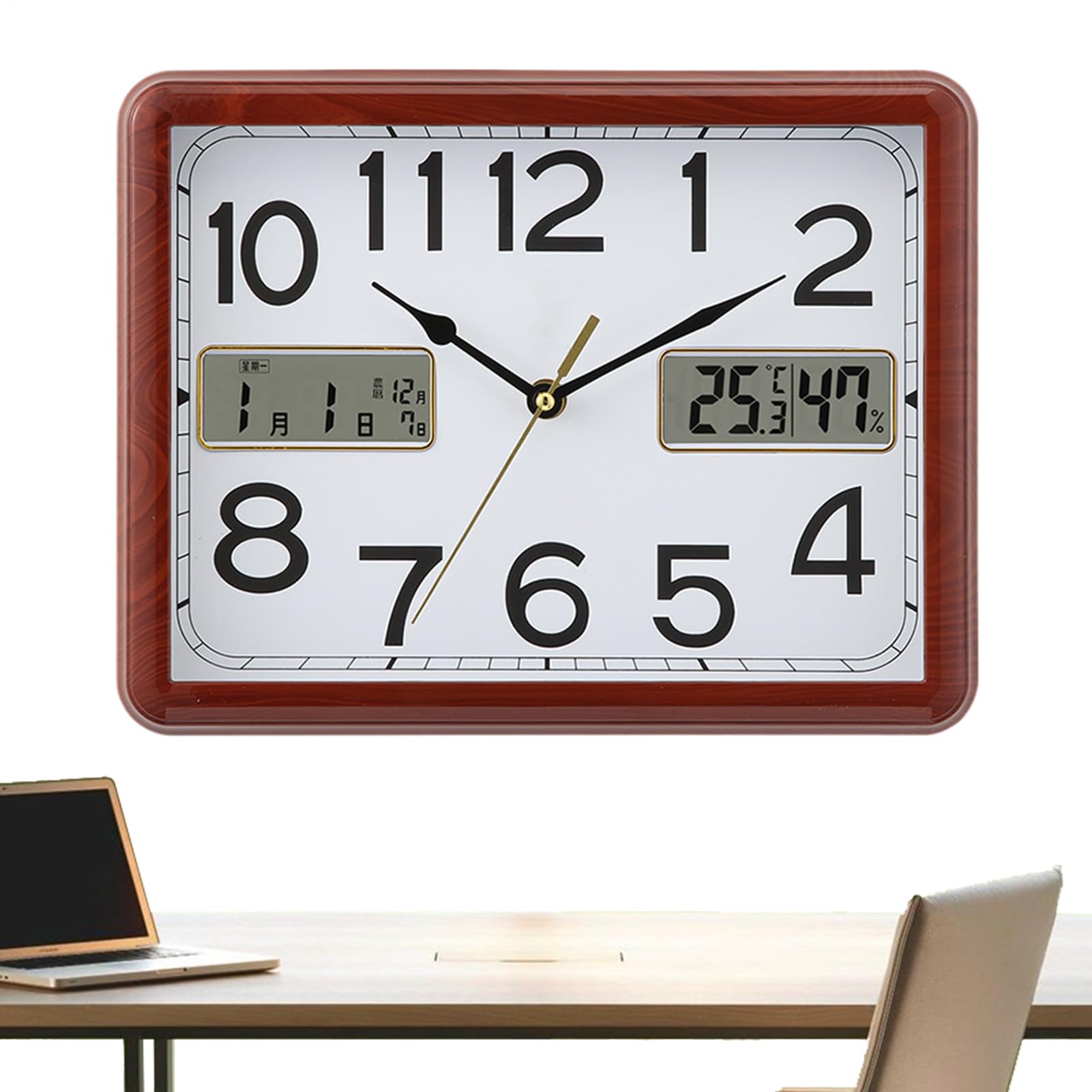 Horloge murale décorative rétro 29 cm thermomètre intérieur silencieuse chic
